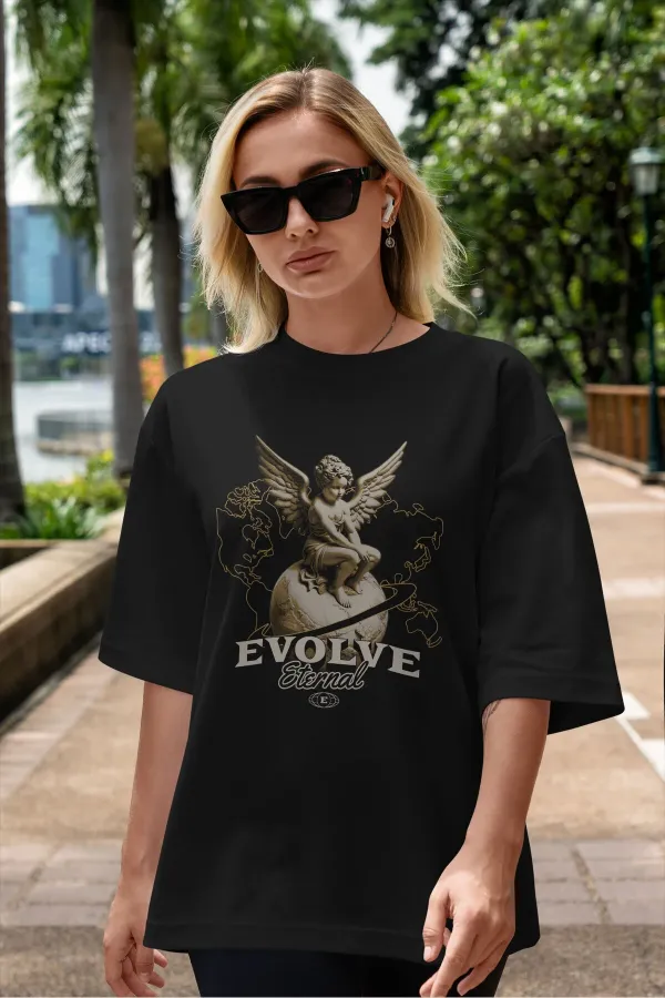 Unisex Men's/Women's EVOLVE ETERNAL Colorful Custom Printed Oversize Cotton Crew Neck T-Shirt
