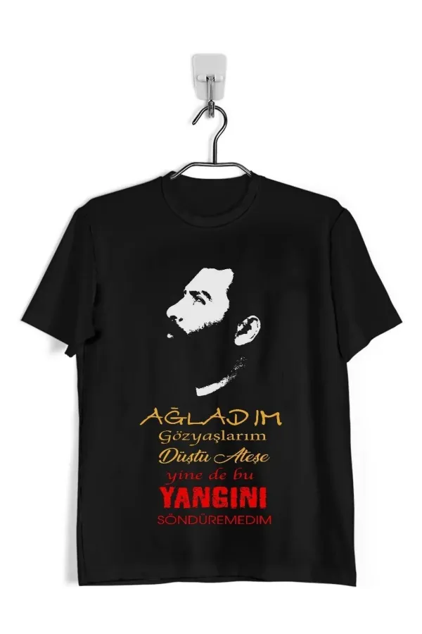 Ahmet Kaya Ağladım Baskılı Kısa Kol Bisiklet Yaka Siyah Erkek T-shirt