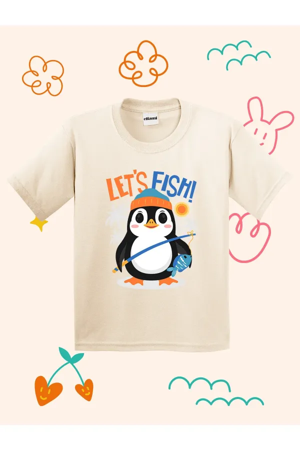 Fishing Penguin Design Kids T-shirt