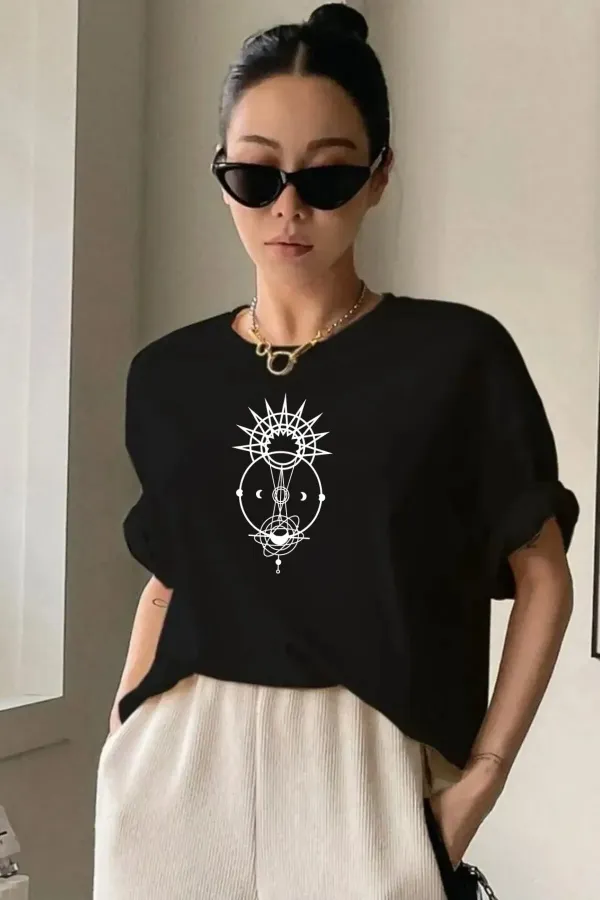 T-shirt boyfriend surdimensionné imprimé Eclipse unisexe