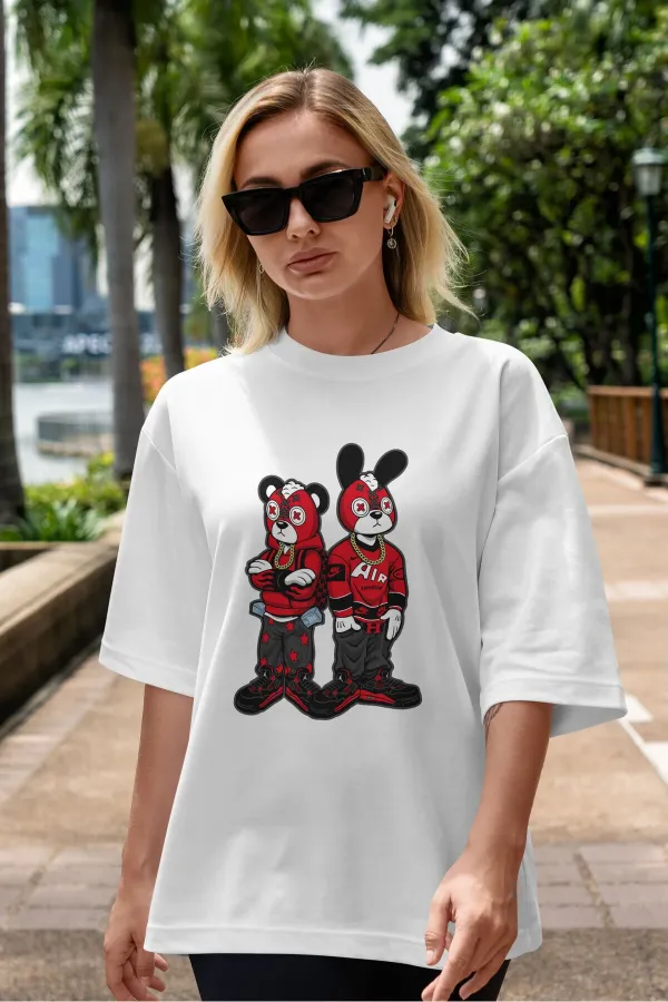 Unisex Men's/Women's RABBIT Custom Printed Oversize Cotton Crew Neck T-Shirt