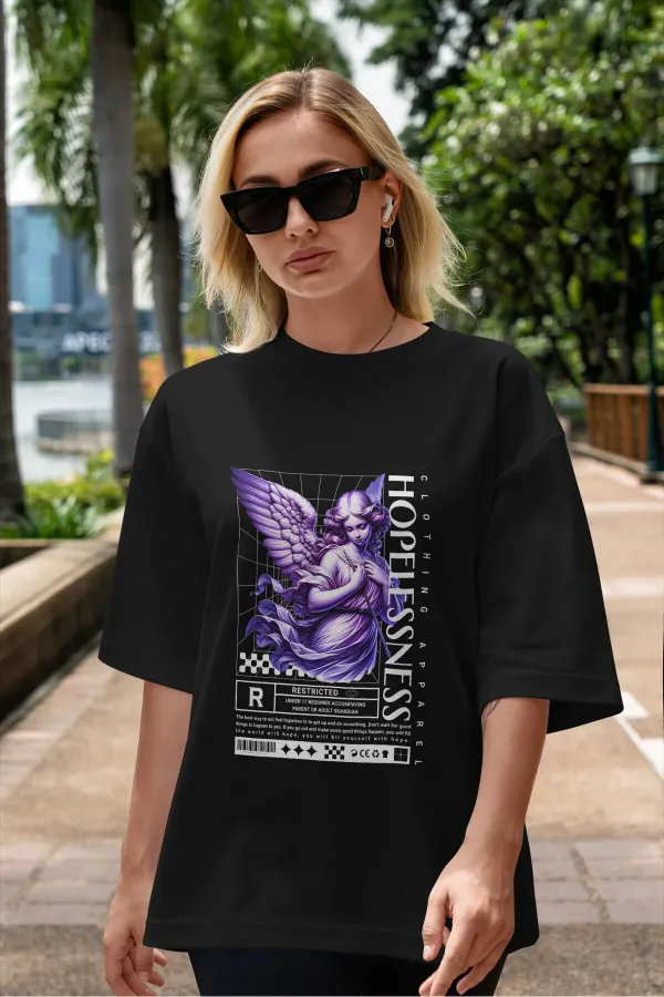 Unisex Men's/Women's HOPELESSNESS Custom Printed Oversize Cotton Crew Neck T-Shirt