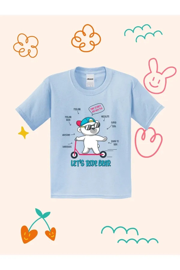 Kids' T-shirt with Skateboarder Teddy Bear Design Print