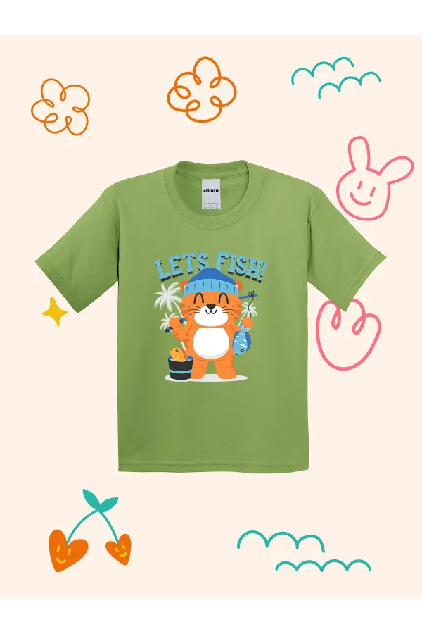 T-shirt enfant Chat Pêcheur Mignon