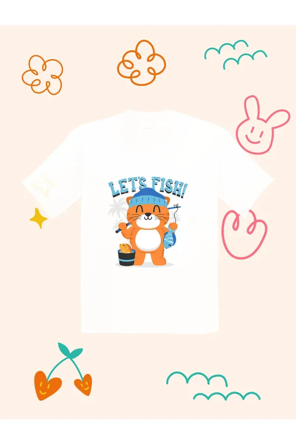 T-shirt enfant Chat Pêcheur Mignon