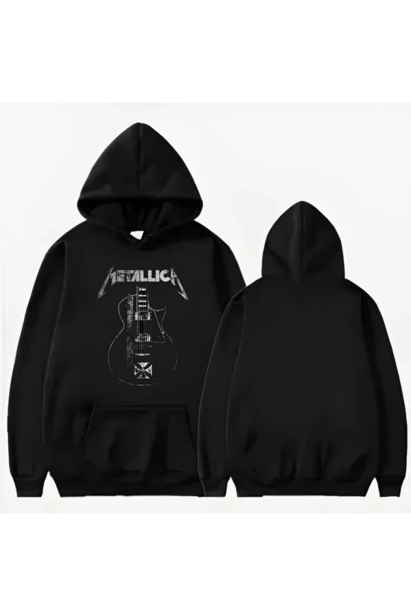 METALICA GUITAR PRINTED HOODED SWEATSHIRT