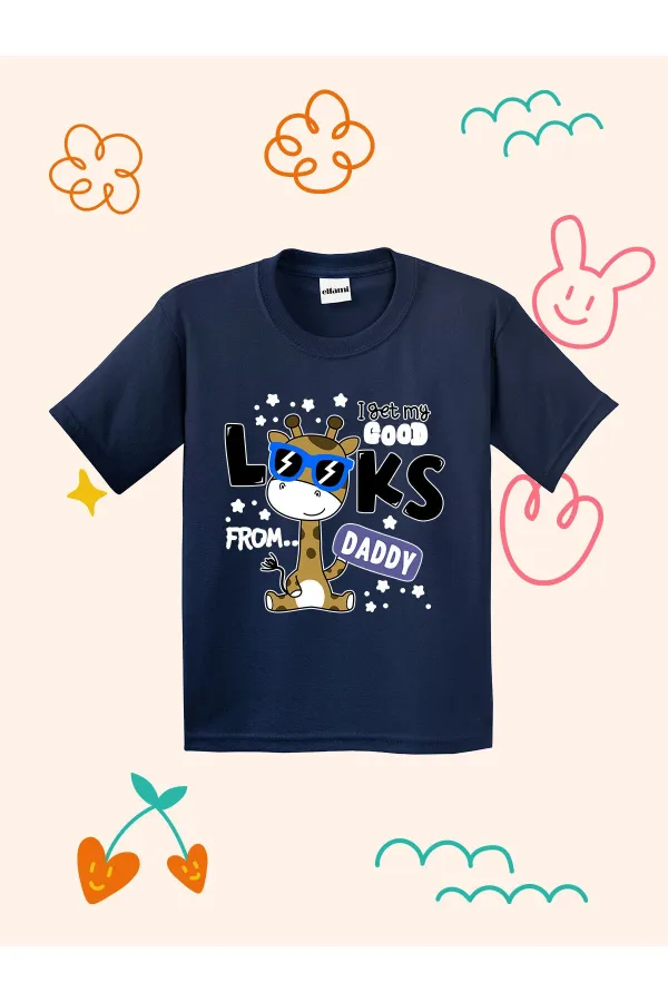 Cute Giraffe with Glasses Print Kids T-shirt