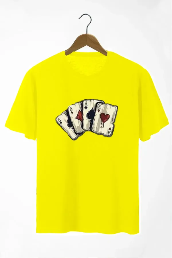 Azurco Oversize Black Dark T-shirt with Playing Card Print on the Front