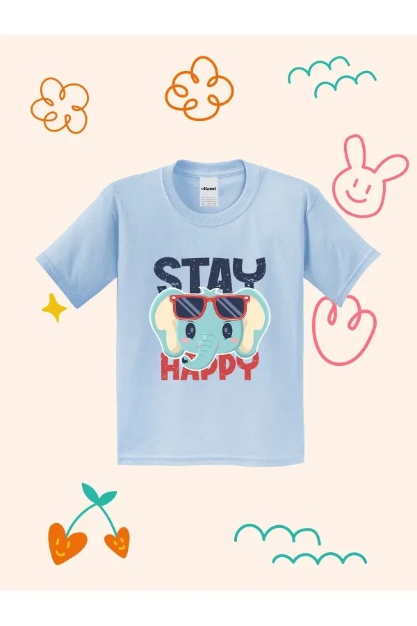 Cute Elephant Design Printed Kids T-shirt