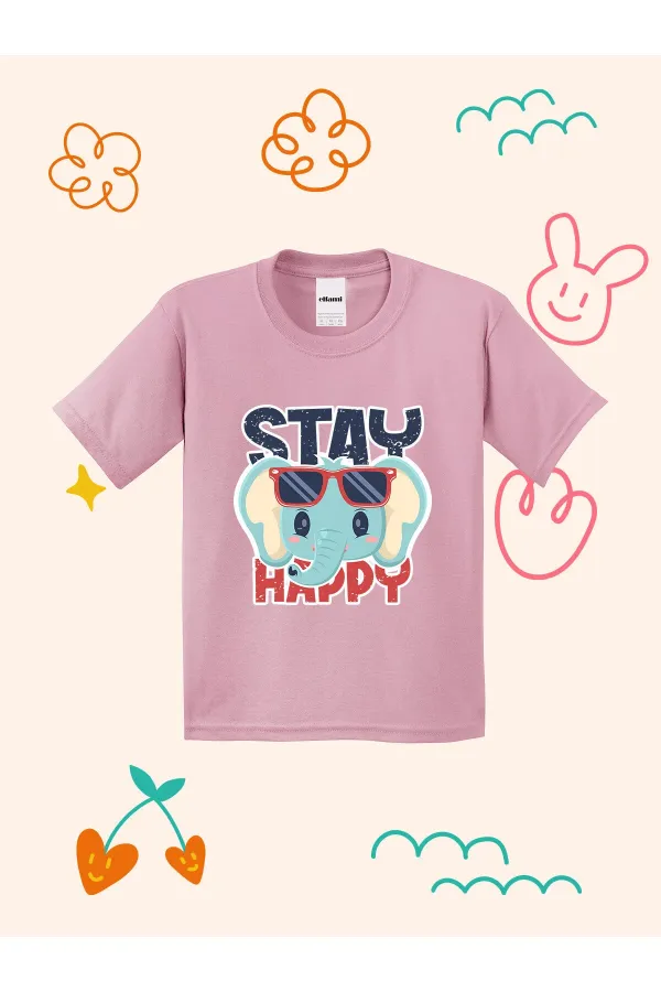 Cute Elephant Design Printed Kids T-shirt