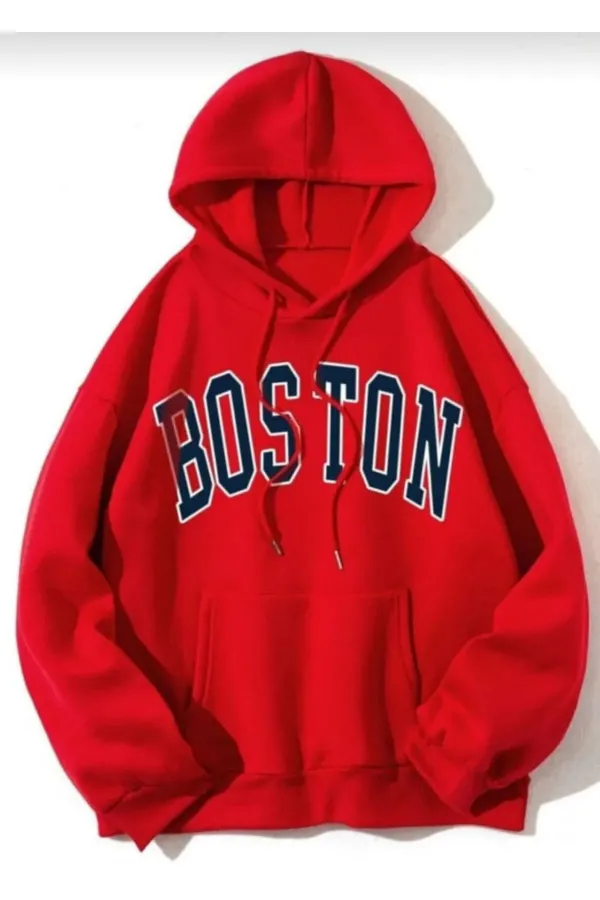Boston Printed Red Sweater