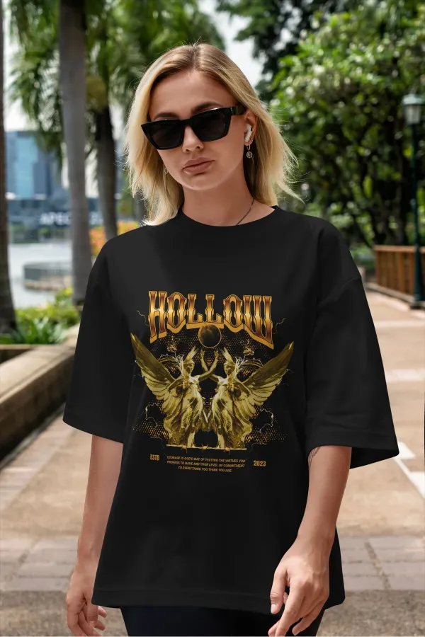 Unisex Men's/Women's HOLLOW Custom Printed Oversize Cotton Crew Neck T-Shirt