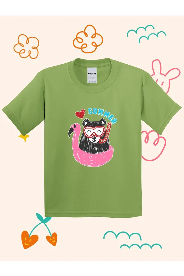 Summer Teddy Bear Print Kids T-shirt