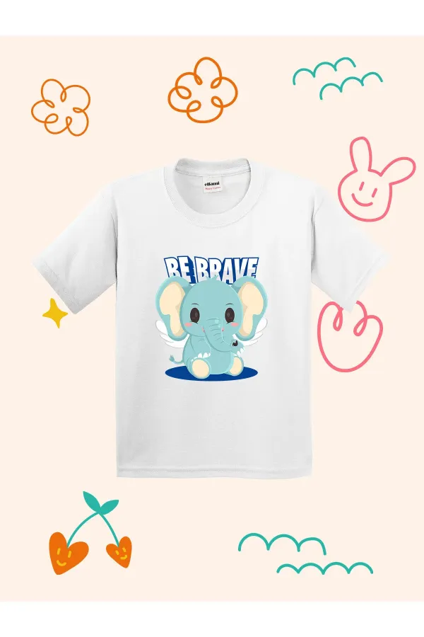 T-shirt enfant imprimé motif éléphant mignon SOYEZ COURAGEUX