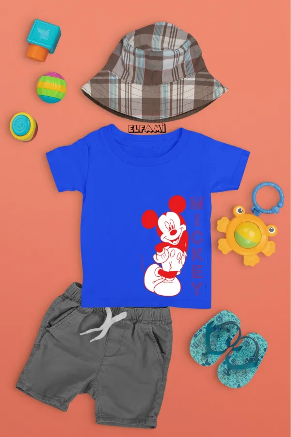 Çizgi Film Detay Baskılı Kız/Erkek Çocuk T-Shirt