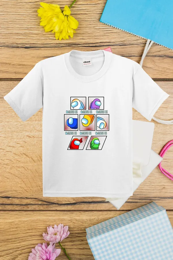 Among Us Karakterleri Baskılı Çocuk Tshirt