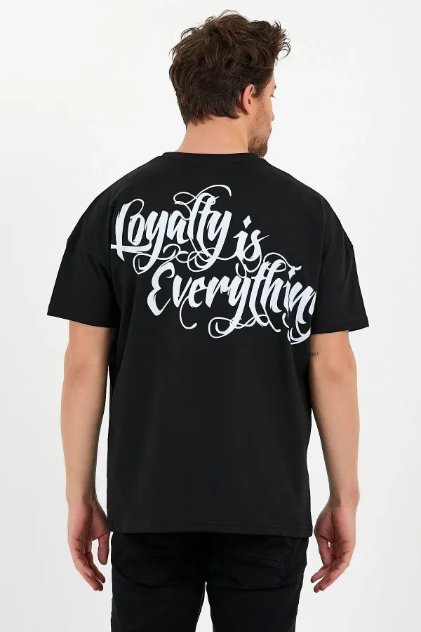 Unisex Oversize Loyalty Is Everything Baskılı Bisiklet Yaka Kısa Kollu T-shirt