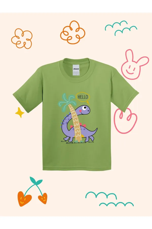 Hello Dino Designed Kids T-shirt