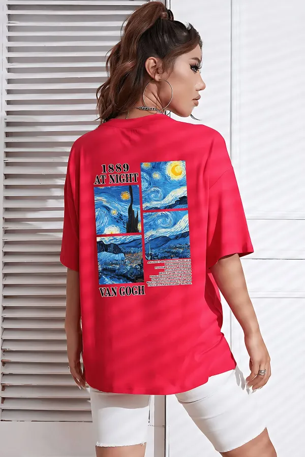 Unisex Van Gogh Printed Oversize T-shirt