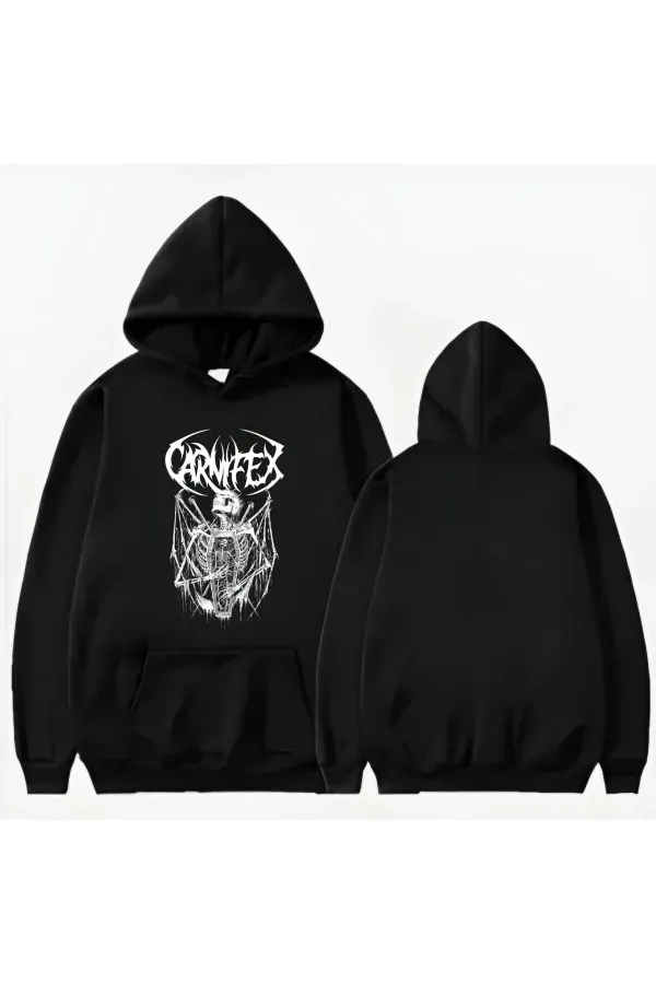 CARNIFEX BASKLI KAPİŞONLU SWEATSHİRT