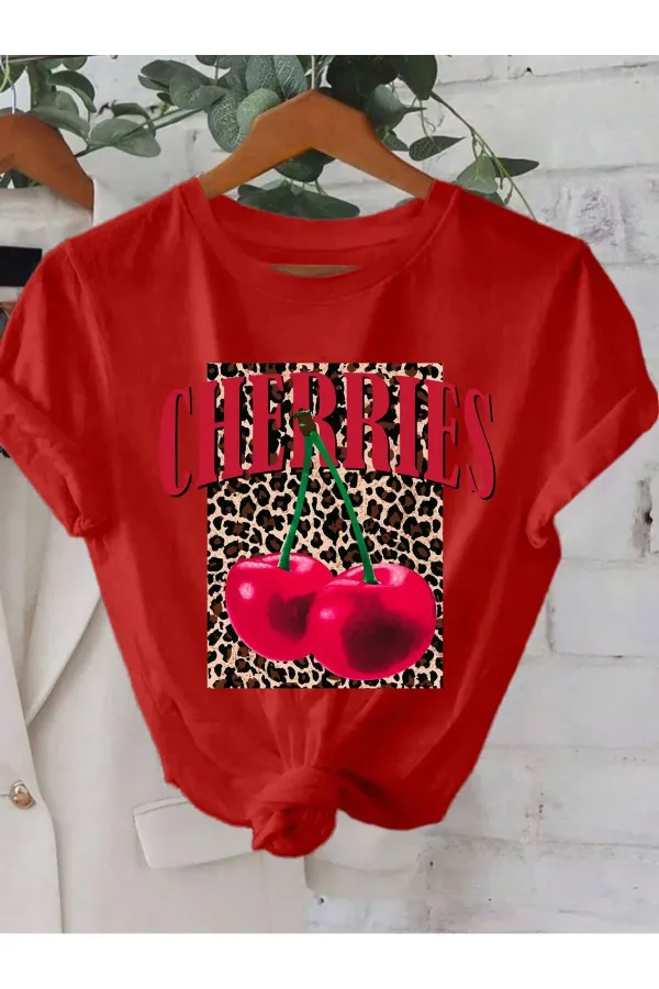 CHERRIES Printed Unisex Oversize Cotton T-shirt