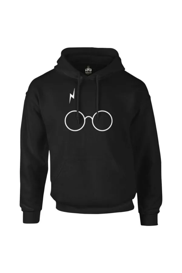 Erkek Siyah Harry Potter - Scar Fermuarsız Kapüşonlu