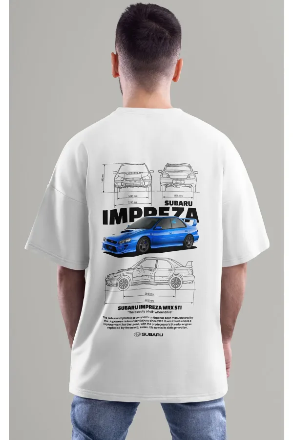 Unisex Erkek/Kadın SUBARU IMPREZA Renkli Özel Baskılı Oversize Pamuklu Bisiklet Yaka T-Shirt Tişört