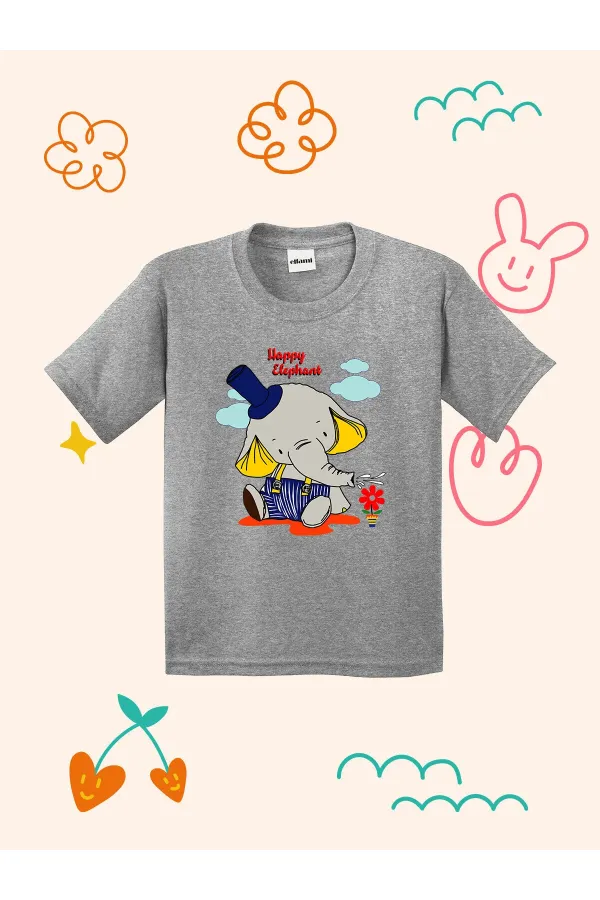 T-shirt enfant imprimé éléphant joyeux