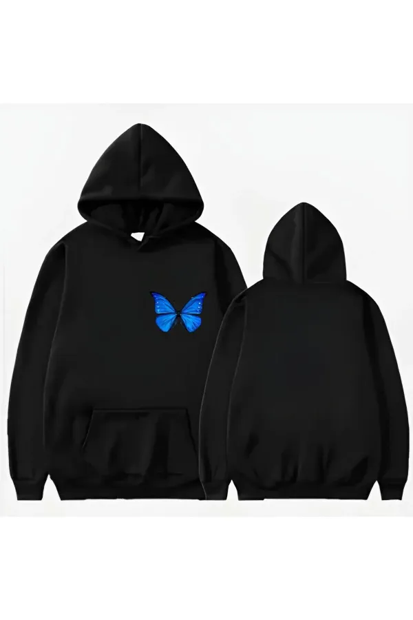 SWEAT-SHIRT À CAPUCHE IMPRIMÉ PAPILLON