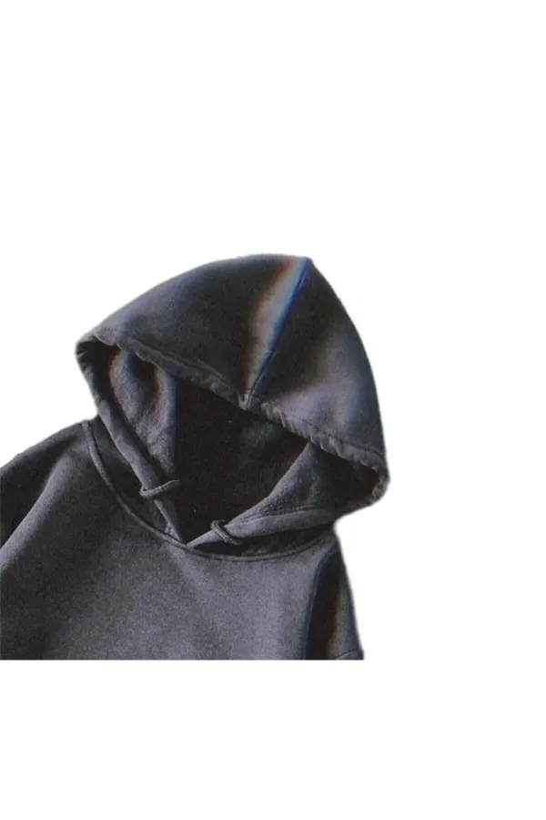 Hooded Kangaroo Pocket California Printed Oversized Sweatshirt - Blue