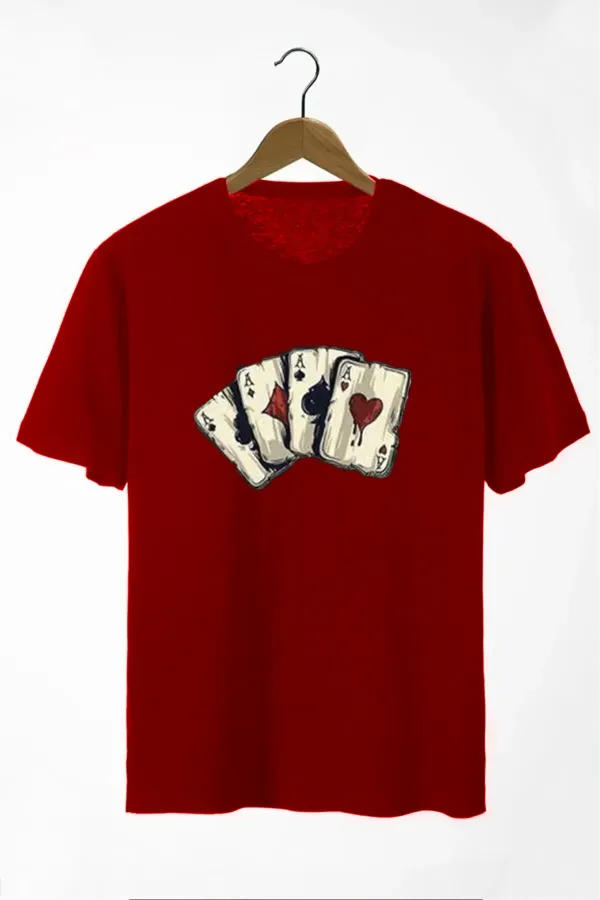 Azurco Oversize Black Dark T-shirt with Playing Card Print on the Front