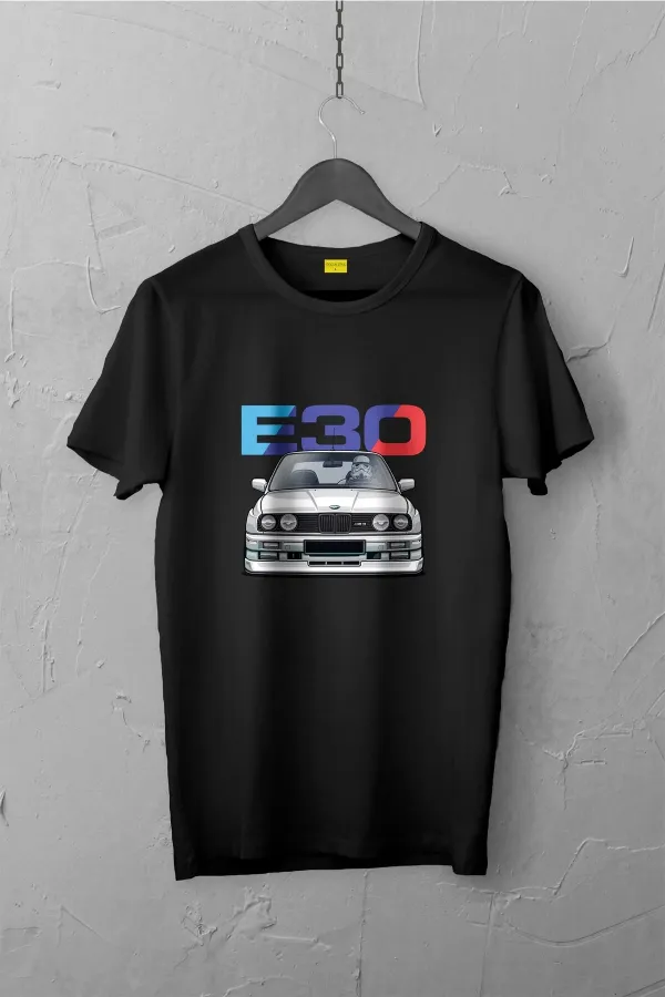 Bmw E30 Tasarımlı Tshirt , Unisex Premium, Çatlama Solma Yapmaz / Otomobil
