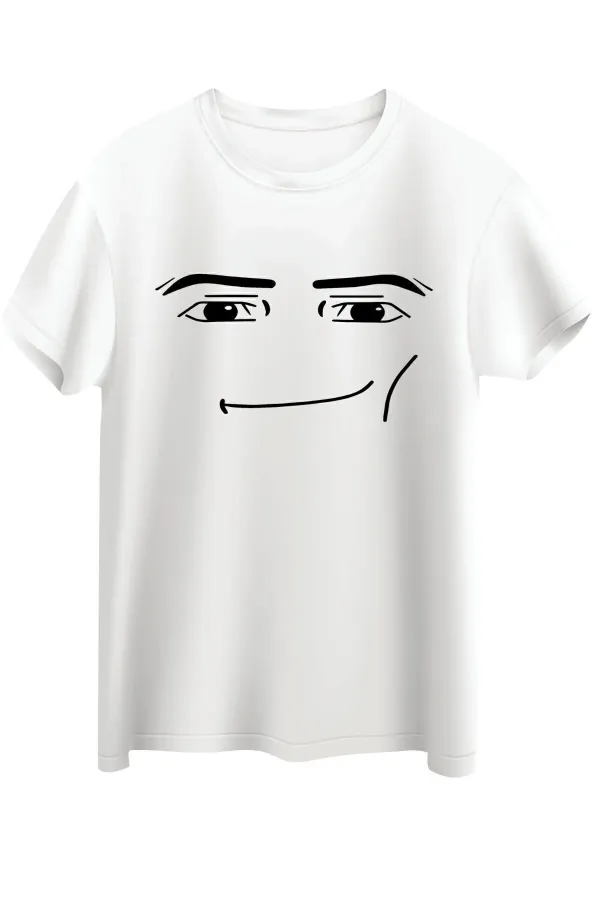 T-shirt Roblox Face Man blanc unisexe