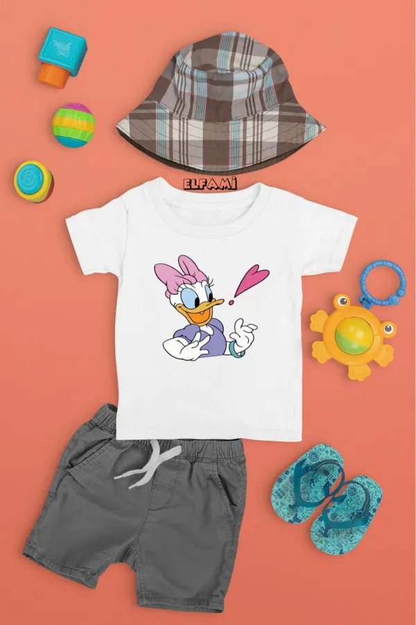 Çizgi Film Detay Baskılı Kız/Erkek Çocuk T-Shirt