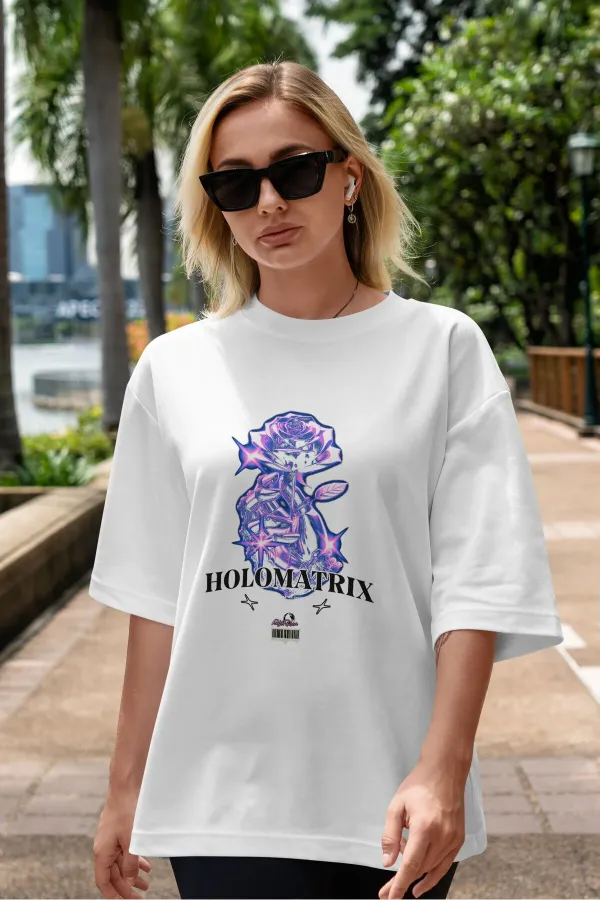 Unisex Men's/Women's HOLOMATRIX Colorful Custom Printed Oversize Cotton Crew Neck T-Shirt