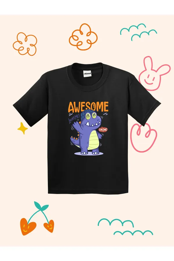 Awesome Dino Tasarımlı Çocuk T-shirt