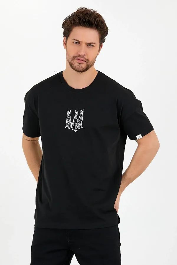 Köpek Desenli Oversize T-shirt