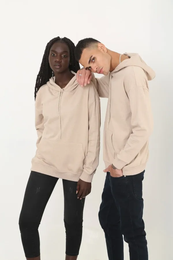 Unisex Siyah Düz Basic Sweatshirt
