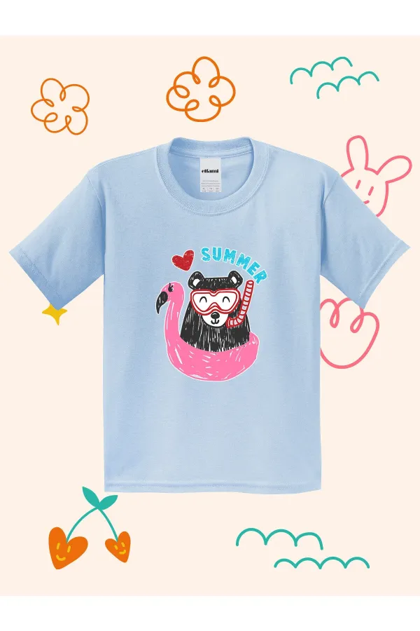 Summer Teddy Bear Print Kids T-shirt