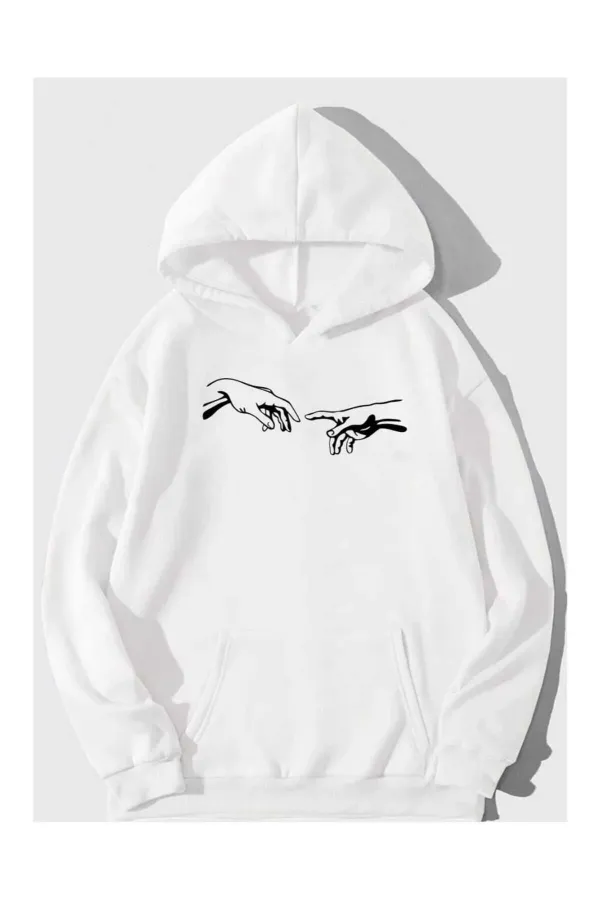 Double Hand Printed White Sweater