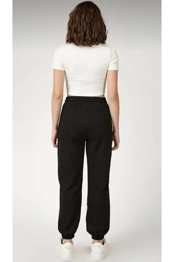 Women's Black Elastic Leg Tracksuit Bottoms