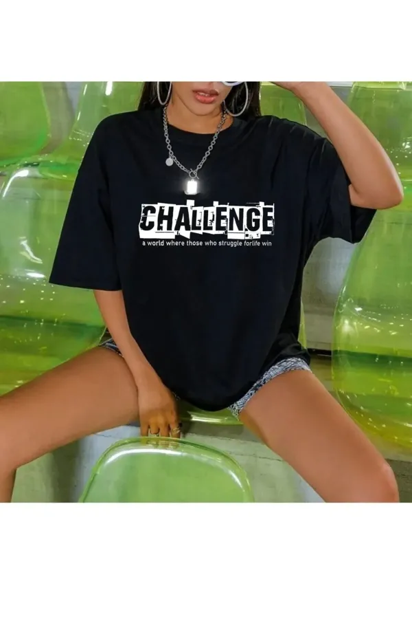 T-shirt unisexe Challenge coupe confortable oversize
