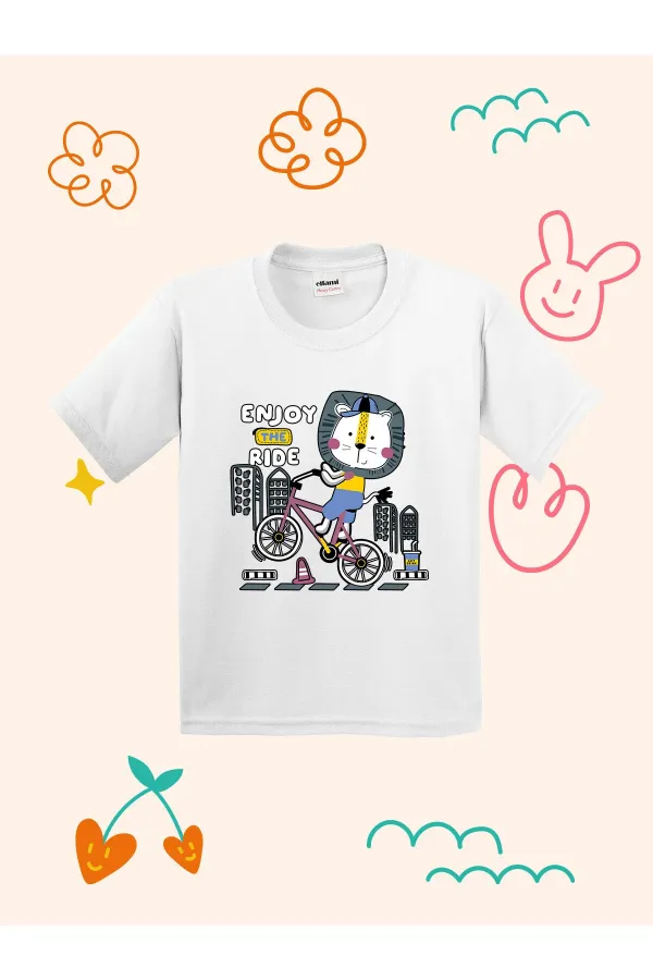 T-shirt enfant avec imprimé lion cycliste