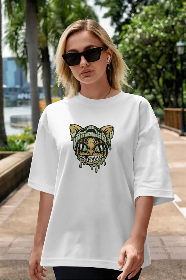 Unisex Men's/Women's TOXIC CAT Custom Printed Oversize Cotton Crew Neck T-Shirt