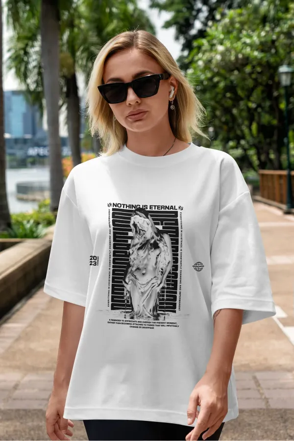 ETERNAL Unisex Men's/Women's Custom Printed Oversize Cotton Crew Neck T-Shirt