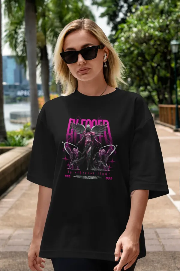 Unisex Men's/Women's Ethernal Light Colorful Custom Printed Oversize Cotton Crew Neck T-Shirt