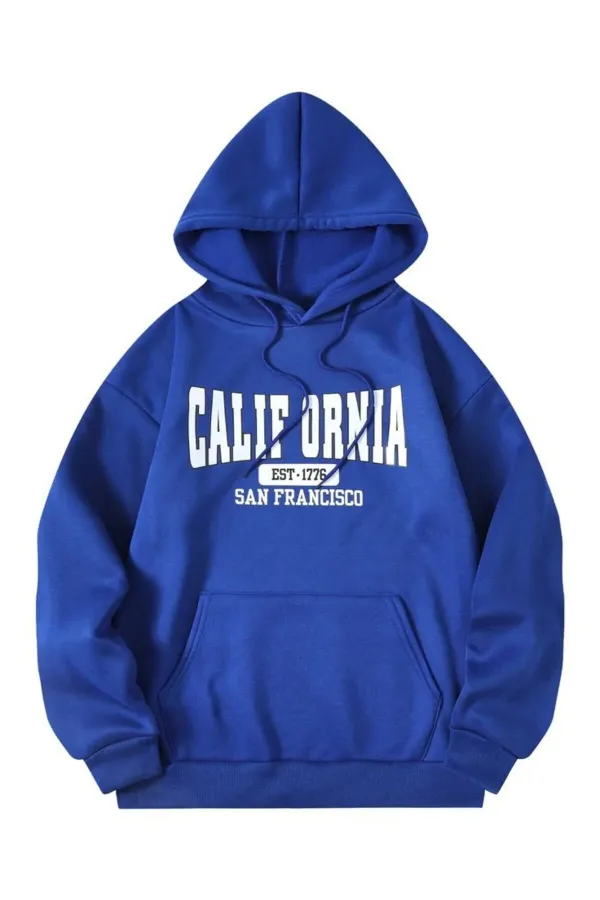 California Baskılı Mavi Sweathirt