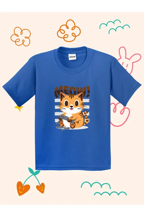 Meow Cute Kitten Print Kids T-shirt