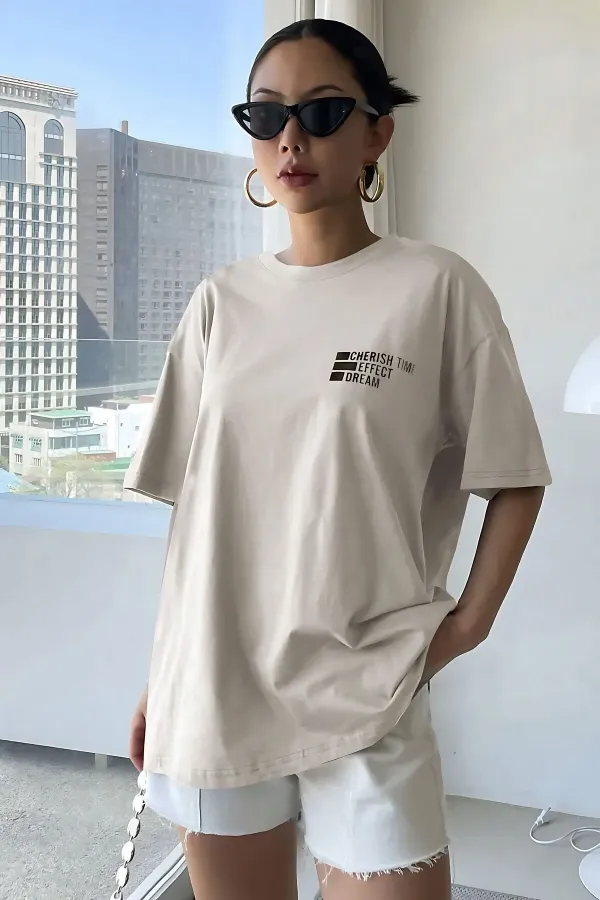 Unisex Cherish Time Effect Dream Baskılı Tasarım Tshirt