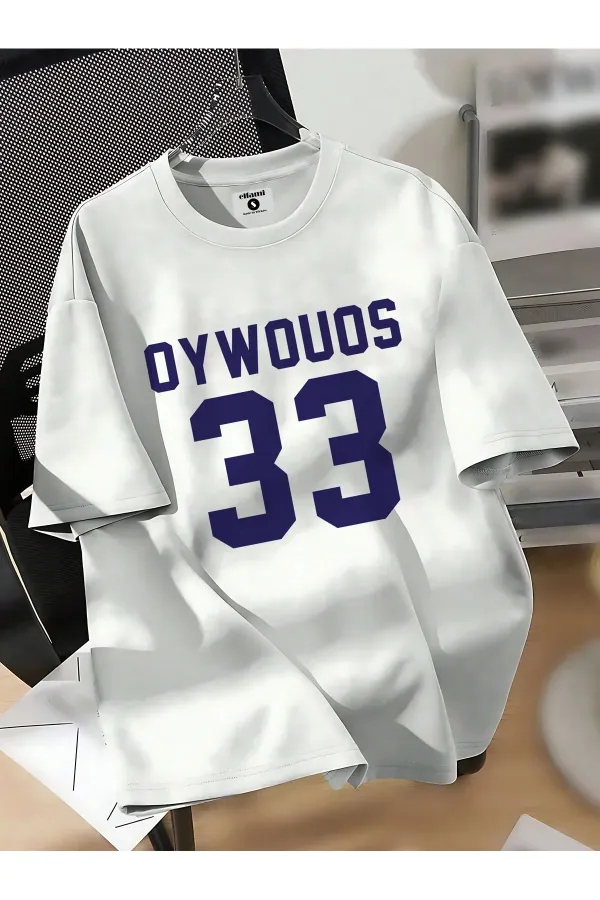 Unisex OYWOUOS 33 Baskılı Oversize Pamuklu Tişört